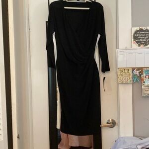 Chaps Black and White Wrap Dress